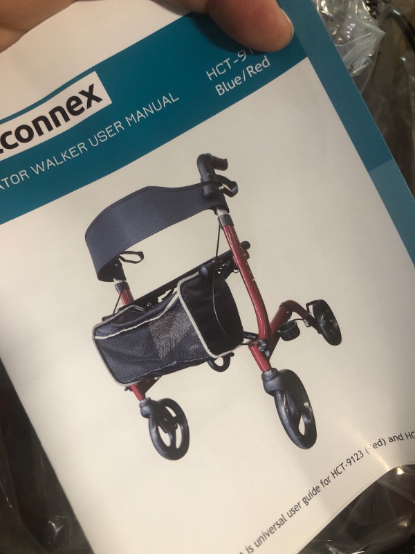 Photo 1 of Henmnii Rollator Walker for Seniors, Lightweight Foldable All Terrain Rolling Walker with seat, Aluminum Walkers with 8 inch Rubber Wheels, Handles and Backrest for Seniors and Adult Black