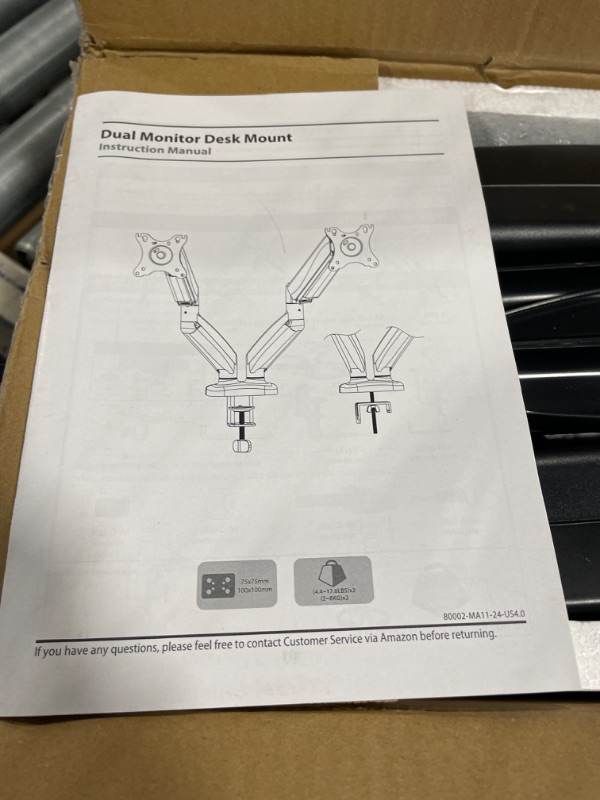 Photo 3 of MOUNTUP Dual Monitor Stand, Fully Adjustable Gas Spring Dual Monitor Mount, Monitor Desk Mount with C Clamp, Grommet Mounting Base, Double Monitor Arm for 2 Computer Screen up to 32 Inch, MU0005