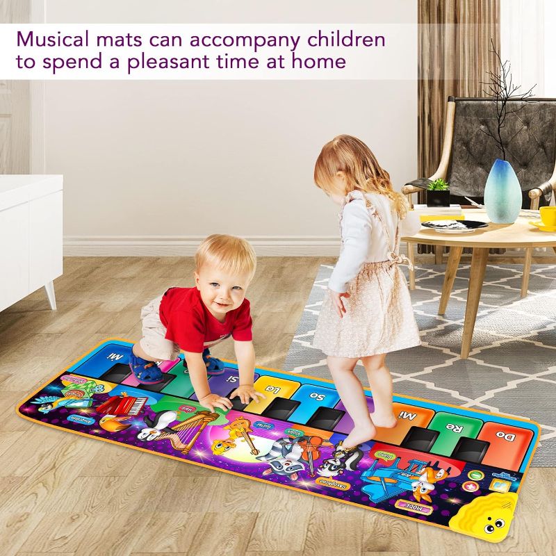 Photo 1 of Kids Musical Piano Mats with 25 Music Sounds,Musical Toys Baby Floor Piano Keyboard Mat Carpet Animal Blanket Touch Playmat Early Education Toys for 1 2 3 4 5 6+ Year Girls Boys Toddlers