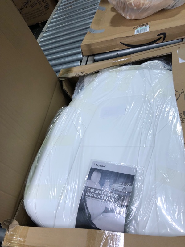 Photo 2 of Maysoo Tesla Seat Covers Model Y White Car Seat Covers(White-Organosilicon,Model Y(Full Set)) White Organosilicon model Y(full set)