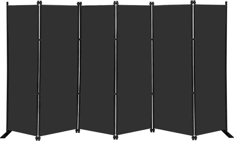 Photo 1 of 6 Panel Folding Privacy Screen, 10 ft. Extra Wide Partition Room Divider Portable Office Walls Dividers Room Separator, Black 6 Panel-Black