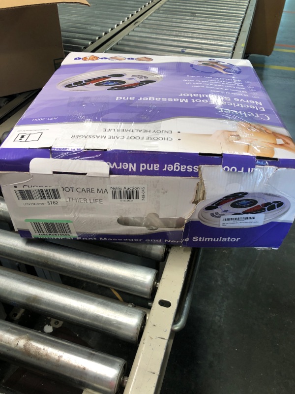 Photo 1 of EMS Foot Circulation Stimulator, Electric Foot Therapy for Neuropathy Pain Relief, EMS Feet Massager Machine Relieves Swollen Feet and Ankle, Gifts for Women Mom Wife Grandma Purple