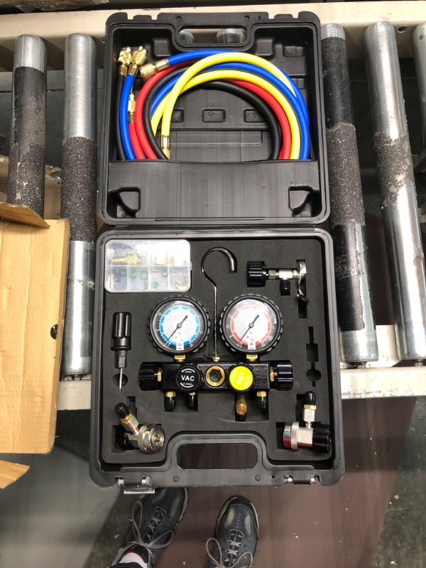 Photo 3 of Lichamp HVAC Gauges with Hoses, AC Manifold Gauge Set R410a R134a R12 R22 Refrigerant Gauges