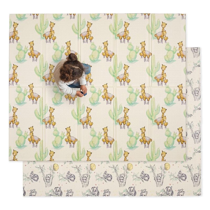 Photo 1 of JumpOff Jo - Large Waterproof Foam Padded Play Mat for Infants, Babies, Toddlers, Play & Tummy Time, Foldable Activity Mat, 70 in. x 59 in. - Llama & Koala, Pack of 1

***NOT REVERSIBLE, ONLY HAS LLAMA SIDE***