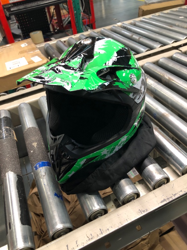 Photo 3 of Motocross Youth Kids Helmet DOT Approved - YEMA Helmet YM-211 Motorbike Moped Motorcycle Off Road Helmet for Boys Girls, Medium Glossy Green Medium