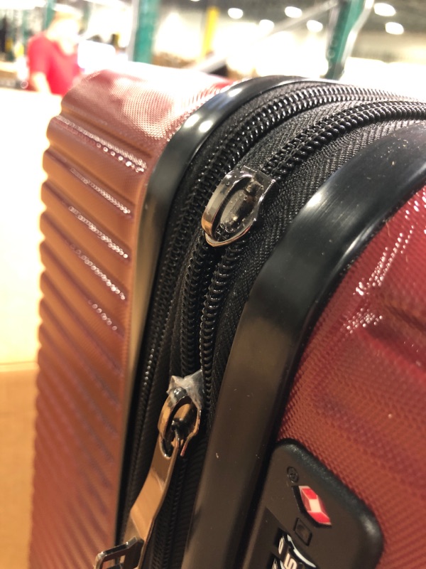 Photo 1 of 3 Piece Luggage Sets, PC+ABS Hardside Suitcases with Spinner Wheels and TSA Lock for Travel.(14/20) 14"+20" RED
***ONE ZIPPER IS MISSING ON BIG CASE.  STOCK PHOTO ISN'T EXACT REPRESENTATION OF PRODUCTS***