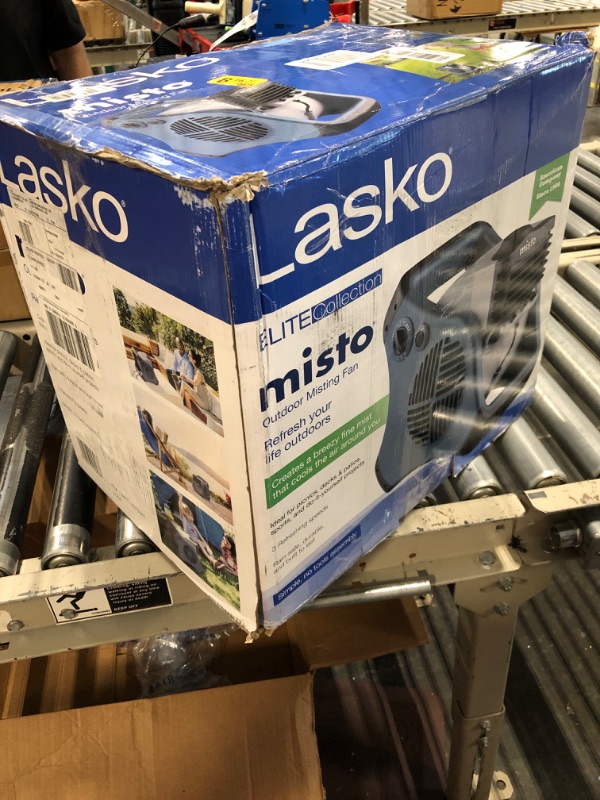 Photo 2 of Lasko 7054 Misto Outdoor Misting Blower Fan, Blue & U12104 High Velocity Pro Pivoting Utility Fan for Cooling, Ventilating, Exhausting and Drying at Home, Job Site and Work Shop, Black Fan + Fan, Black