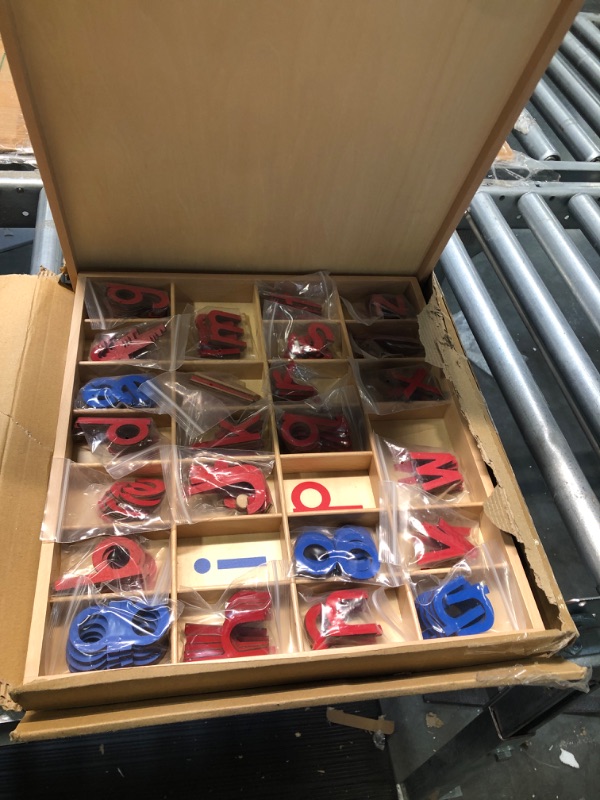 Photo 2 of Elite Montessori Wooden Movable Alphabet with Box Preschool Spelling Learning Materials (Red & Blue, 5mm Thick)