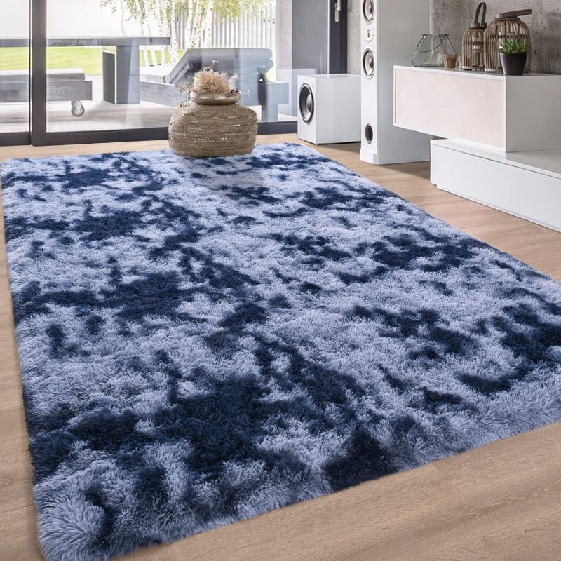 Photo 1 of 
Zareas Area Rugs for Bedroom, 3x5 Rug, Shaggy Fluffy Rugs for Living Room, Tie-Dye Blue Grey Shag Modern Soft Plush Fuzzy Rug for Kids Room Nursery Beside...