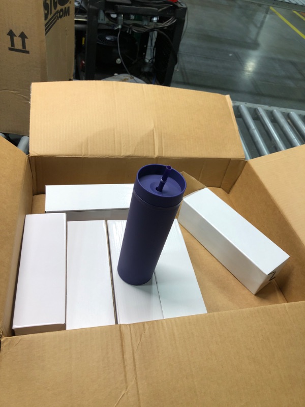 Photo 1 of 6 Pieces Skinny Acrylic Tumbler with Lid and Straw 16 oz Matte Cups Double Layer Plastic Tumbler Cups Vinyl Customized DIY Gifts for Parties, Birthdays, Home, Office, Bridal Shower (Multicolor)