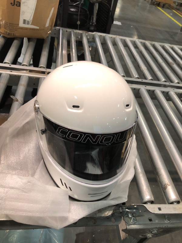 Photo 2 of Conquer Snell SA2020 Full Face Auto Racing Helmet Large White