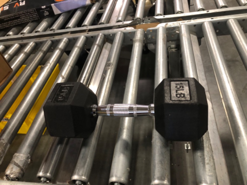 Photo 1 of Amazon Basics Rubber Encased Hex Dumbbell Hand Weight 15 Pounds Rubber Encased Hex Dumbbell