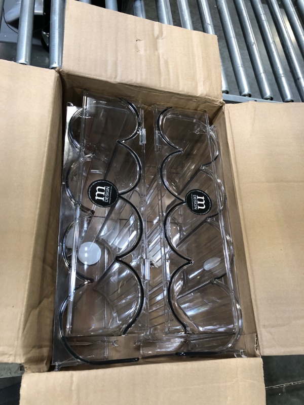 Photo 1 of mDesign Plastic Free-Standing Stackable Bottle Storage Rack, for Kitchen Countertop, Fridge, Freezer; Organizer for Water Bottles, Sports Drinks; Ligne Collection, 4 Pack - Store 16 Bottles - Clear 16 bottle Clear