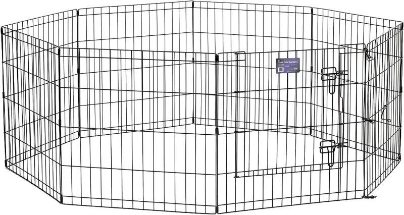 Photo 1 of MidWest Homes for Pets Foldable Metal Dog Exercise Pen / Pet Playpen, Black w/ door, 24'W x 24'H
