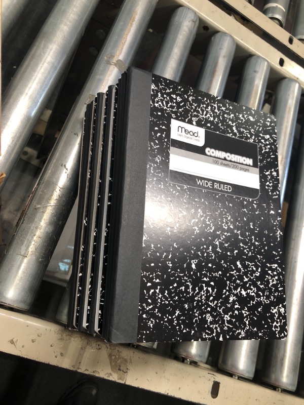 Photo 4 of Mead Composition Notebooks, 12 Pack, Wide Ruled Paper, 9-3/4" x 7-1/2", 100 Sheets per Comp Book, Black Marble (72936)