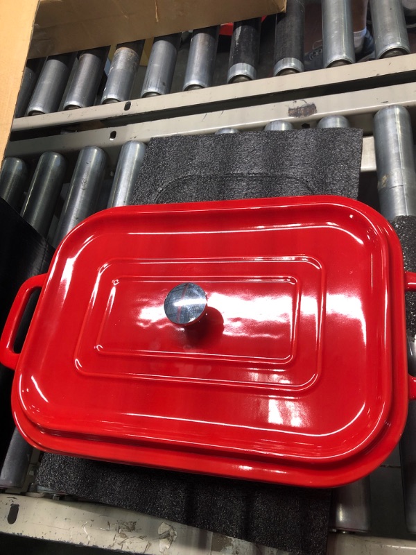 Photo 4 of 16.9x10 Inch,4.5 quart? Ceramic Casserole Dish with Lid, Large bakeware, Covered Rectangular Set, Lasagna pan Pans for Cooking, 16.9x10X3.5“?4.5QT? Red