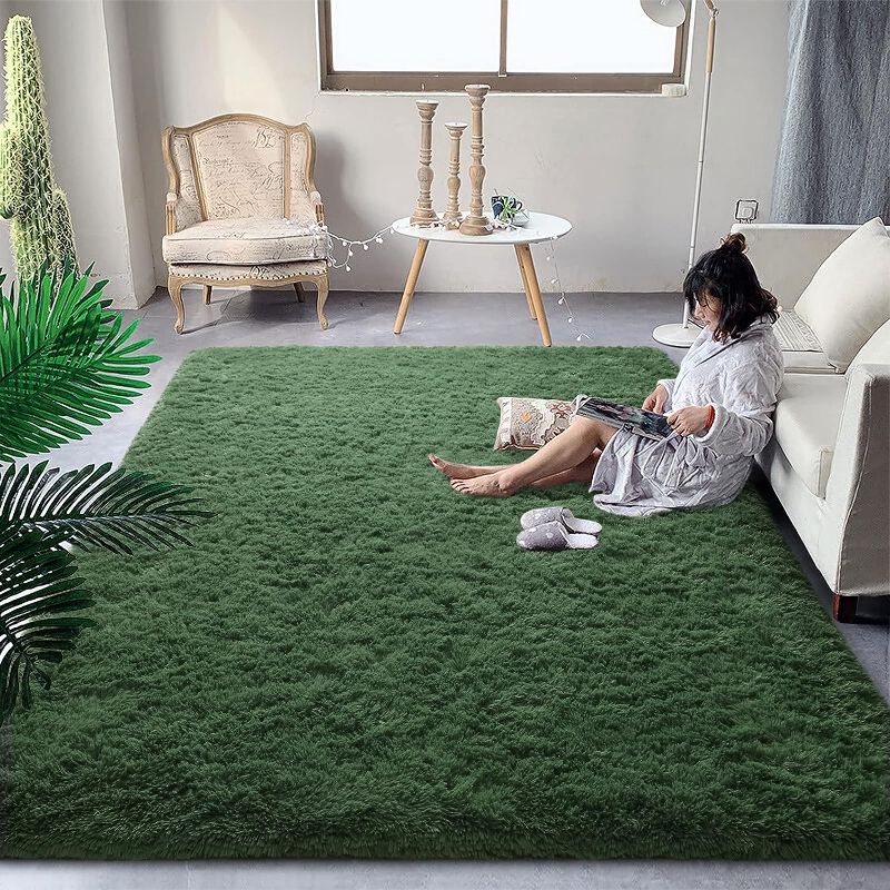 Photo 1 of 6x9 ft, Deep-Green Area Rug for Living Room Bedroom Girls Kids Room Nursery Home Decor, Non-Slip Plush Indoor Floor Bedside Rug