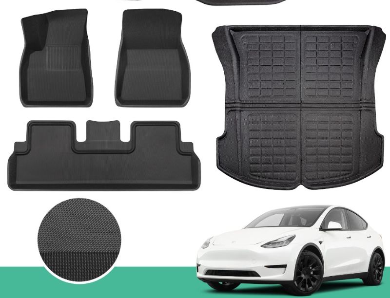 Photo 1 of CreeKT 2023 2022 2021 Tesla Model 3 Floor Mats Full Set All Weather Model 3 Floor Trunk Cargo Mats Liners , 4 Pieces Premium Mats Floor Front Rear Frunk Carpet for Tesla Model 3 Accessories 2021-2023 2021 2022 2023 Model 3 Full Set Mats