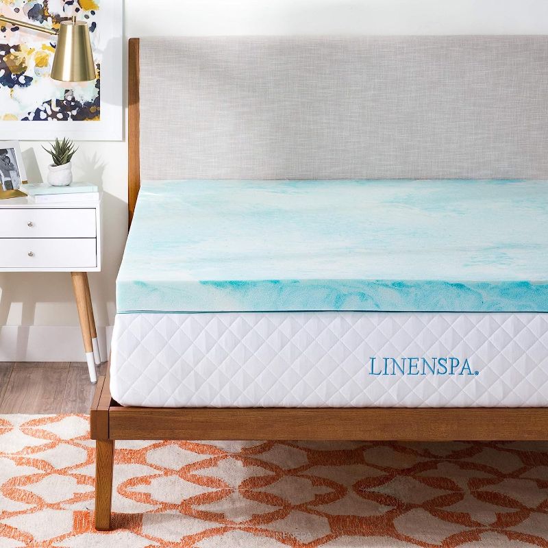 Photo 1 of Linenspa Essentials Linenspa 3 Inch Convoluted Gel Swirl Memory Foam Mattress Topper - Promotes Airflow - Relieves Pressure Points - Queen,