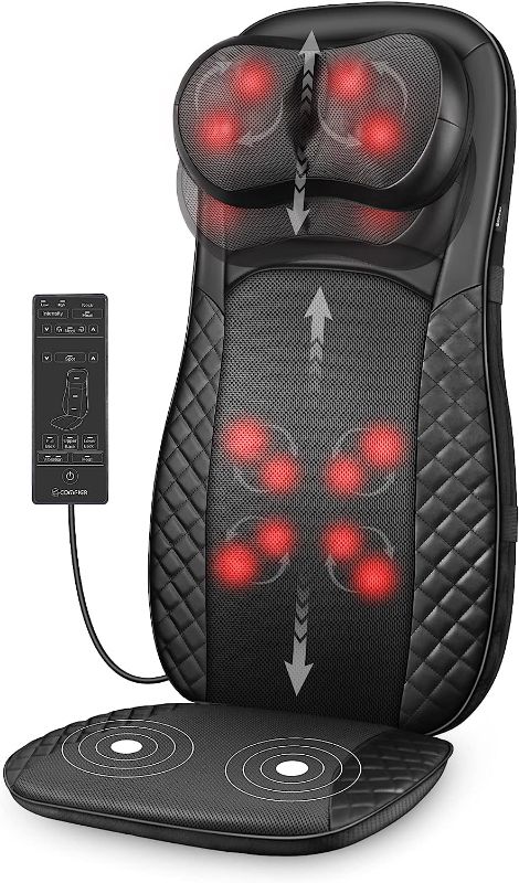 Photo 1 of QCUQ Shiatsu Back and Neck Massager Deep Kneading Massage Cushion with Heat,Height Adjustable Back Massager for Pain & Stress Relief, Massage Chair Pad for Home Office Chair