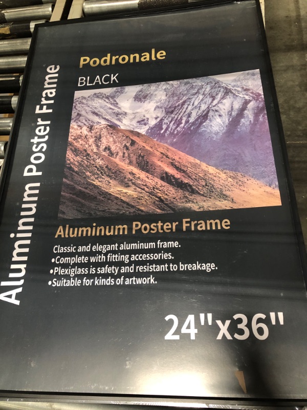 Photo 3 of 24x36 Poster Frames, Plexiglass, Black Aluminum Snap Frame, Front-loading Frame for Wall (Black, 1pcs) Black 24x36-1pcs