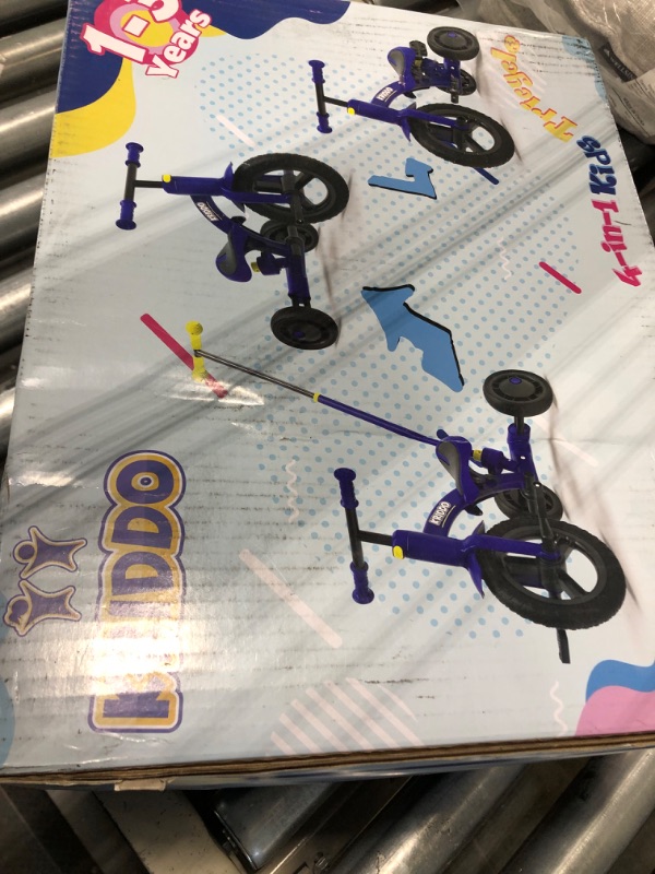 Photo 1 of KRIDDO 4-in-1 Kids Tricycle for 1.5 to 3 Yea Old with Parent Steering Push Handle, 12 Inch Front Wheel Trike, Toddler Balance Bike for Boys Girls 18 Month to 3 Years, Adjustable Height, Pink 4 in 1 Pink