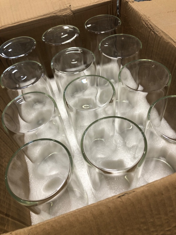 Photo 4 of 12 Pack Glass Clear Cylinder Vases Tall Floating Candle Holders Centerpiece Table Vases for Home Wedding Decorations Formal Dinners (8 x 3.35 Inch)