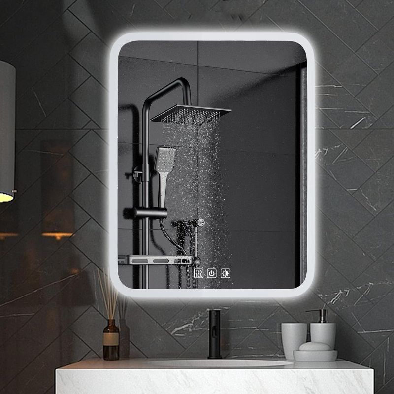 Photo 1 of 24 x 32 Inch Bathroom Vanity Mirror Wall Mounted, LED Anti Fog Bathroom Mirror with Lights, Lighted Makeup Mirror Dimmable Frameless Smart Touch Mirror with 3 Lights Waterproof
