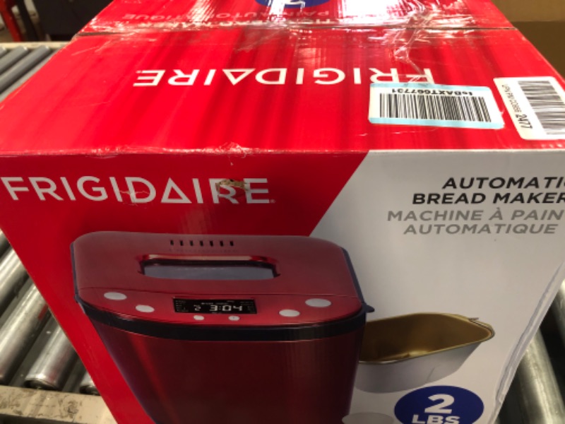 Photo 2 of *** MISSING BREAD PAN*** FRIGIDAIRE Bread Maker Machine with Nonstick Bowl, Bread Hook, Measuring Cup & Spoon. 15-in-1, Gluten-Free Bread, Cake& Yogurt, 3 Crust Colour options and more. 3 Loaf Sizes. 2LB XL-RED Red Stainless Steel