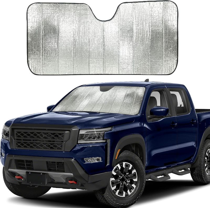 Photo 1 of EcoNour Accordion Truck Windshield Sun Shade | Sun Visor for Truck Fits Large SUVs & Pickup Trucks | Blocks UV Rays for Interior Protection | Truck Accessory for Heat | XL (66 x 27 inches)