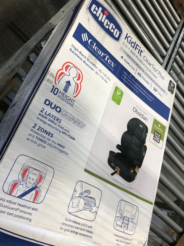 Photo 2 of Chicco KidFit ClearTex Plus 2-in-1 Belt-Positioning Booster Car Seat, Backless and High Back Booster Seat, for Children Aged 4 Years and up and 40-100 lbs. | Obsidian/Black KidFit Plus with ClearTex® No Chemicals Obsidian