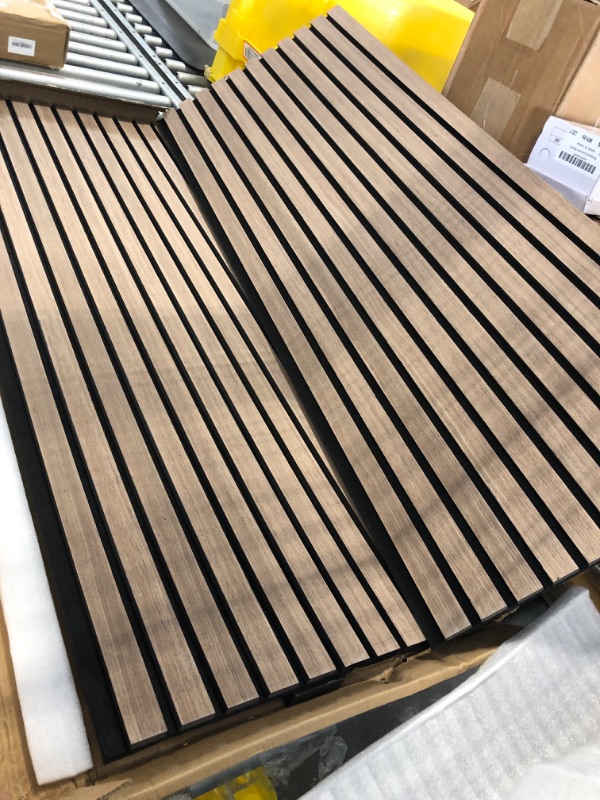 Photo 3 of 3D Slat Wood Wall Panels Acoustic Panels for Interior Wall Decor Walnut 2PCS