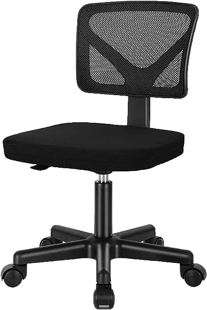 Photo 1 of AFO Ergonomic Home Desk Adjustable Armless Computer Lumbar Support, Small Mesh Task Chair with Backrest Swivel Rolling for Study, Office, Conference Room, 