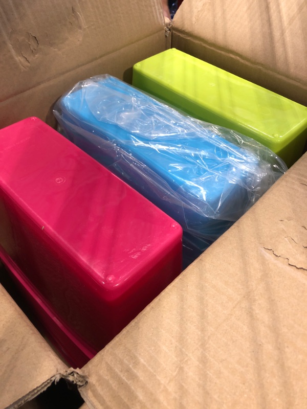 Photo 1 of Geyoga 24 Pieces Book Bins for Classroom Bulk Plastic Binder Holders Large Magazine Files Organizing Storage Bin Teacher Tool Boxes for Library Classrooms School Home Office Supplies (Multi Colors)