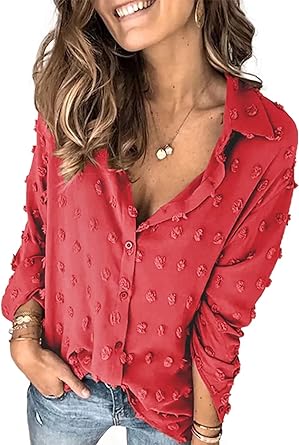Photo 1 of Astylish Women 2023 Pompom Button Down Shirt Casual Blouse Top https://a.co/d/a8LOIuv