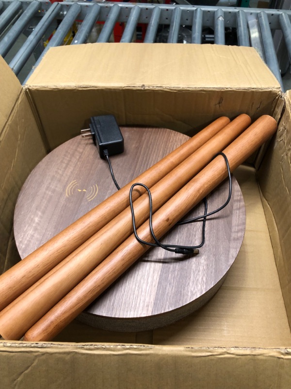 Photo 1 of TooCust Smart End Table with Charging Station, Coffee Table with Wireless Charger and USB Charging Ports, Smart Nightstand with Bluetooth Speaker, Round Side Table for Bedroom, Living Room, Office