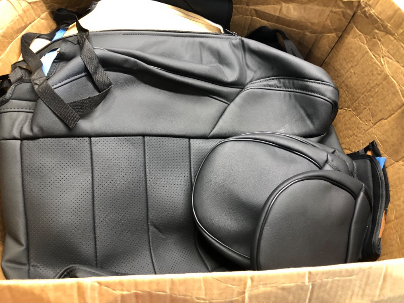 Photo 3 of EKR Custom Fit Tacoma Car Seat Covers for Select Toyota Tacoma 2016 2017 2018 2019 2020 2021 2022 2023/Double Cab -Full Set,Leather(Black) Leather (Black) 2016-2023 Full Set for Double Cab