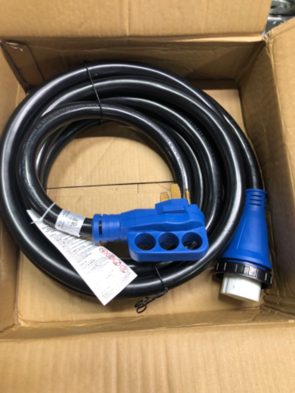 Photo 3 of 50 Amp Generator Cord and Power Inlet Box, 20FT Generator Extension Cords 50 Amp,125V/250V Generator Power Cord NEMA14-50P/SS2-50R Twist Lock Connector 20FT Black+Blue