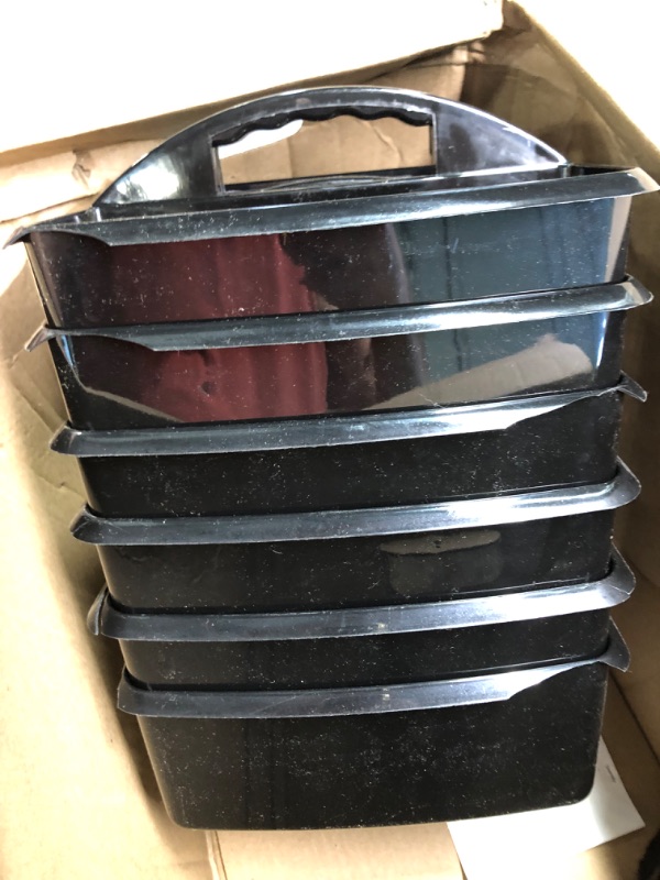 Photo 1 of Black Portable Plastic Storage Caddy 6-Pack for Classrooms, Kids Room, and Office Organization, 3 Compartment