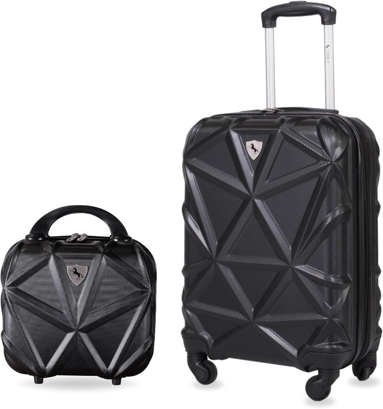 Photo 1 of AMKA - Gem Hardside Carry On and Weekender Luggage Set with Spinner Wheels, 2-Piece, Mint (20-inch & 12-inch) 2-Piece Black