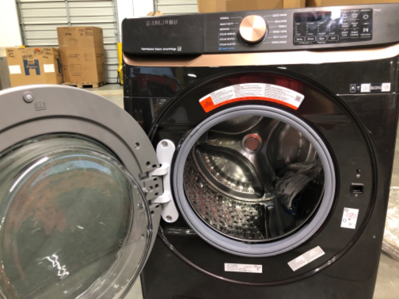 Photo 1 of 5 cu. ft. Extra Large Capacity Smart Front Load Washer in Brushed Black with Super Speed Wash and Steam
