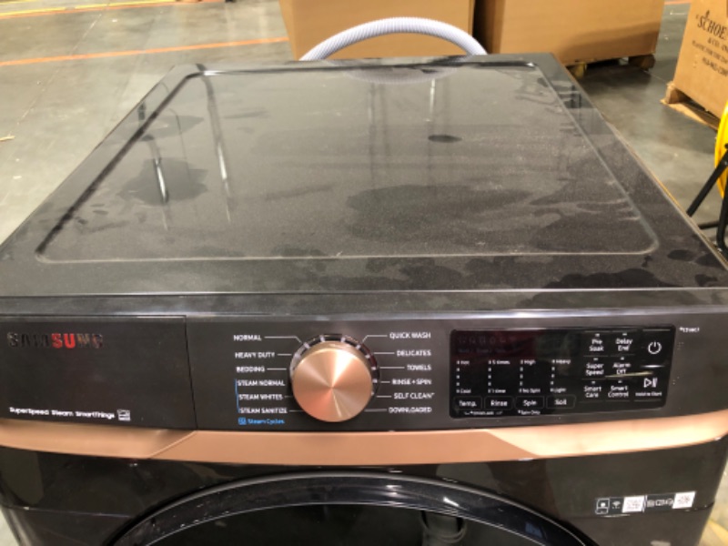 Photo 1 of 5 cu. ft. Extra Large Capacity Smart Front Load Washer in Brushed Black with Super Speed Wash and Steam
