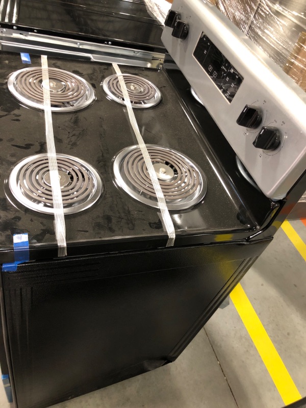 Photo 1 of 30 in. 5.3 cu. ft. 4-Burner Electric Range in Stainless Steel with Storage Drawer
