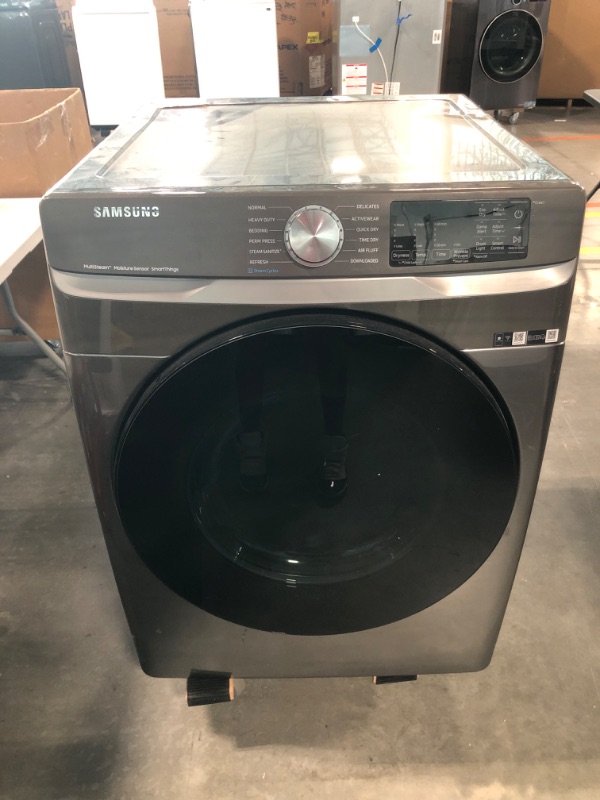 Photo 1 of 7.5 cu. ft. Smart Stackable Vented Electric Dryer with Steam Sanitize+ in Platinum
