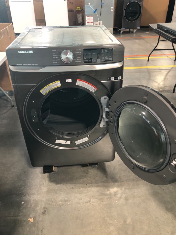 Photo 1 of 7.5 cu. ft. Smart Stackable Vented Electric Dryer with Steam Sanitize+ in Platinum
