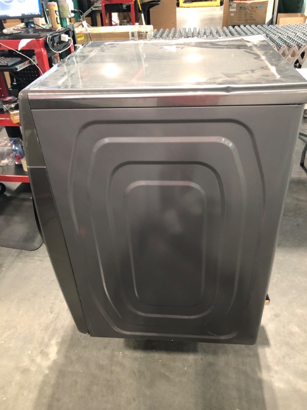 Photo 1 of 7.5 cu. ft. Smart Stackable Vented Electric Dryer with Steam Sanitize+ in Platinum
