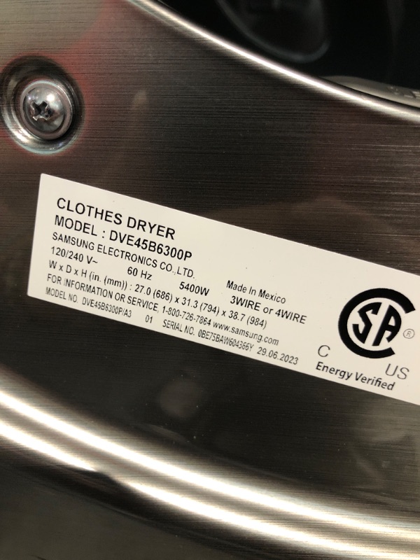 Photo 1 of 7.5 cu. ft. Smart Stackable Vented Electric Dryer with Steam Sanitize+ in Platinum
