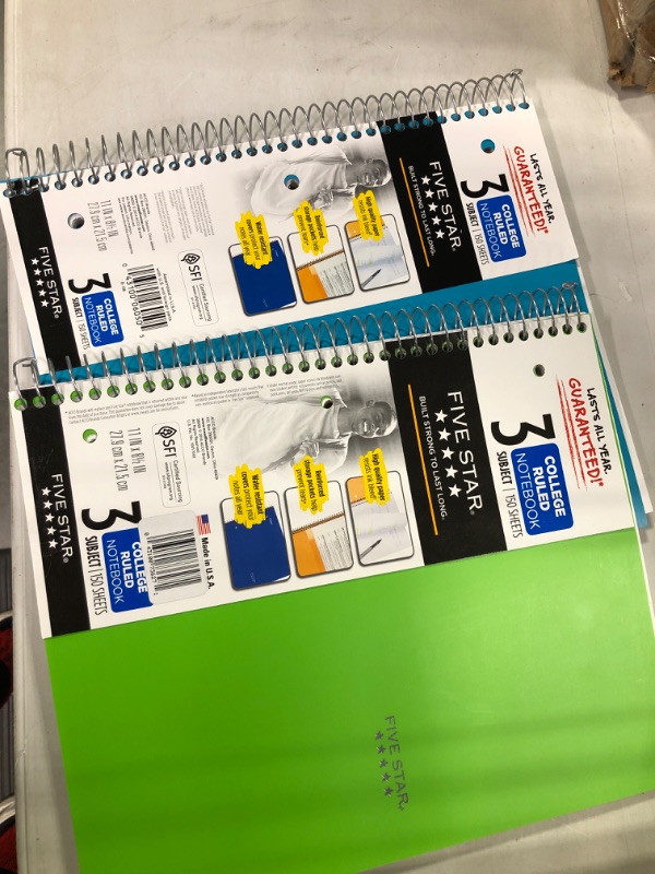 Photo 1 of Five Star Spiral Notebook, 3 Subject, College Ruled Paper, 150 Sheets, 11" x 8-1/2", Lime (73627) 12 Lime 2 pack 