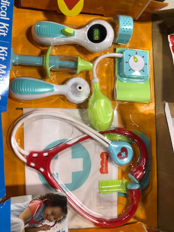 Photo 2 of Fisher-Price Preschool Pretend Play Medical Kit 7-Piece Doctor Bag Dress Up Toys for Kids Ages 3+ Years Medical Kit Standard Packaging