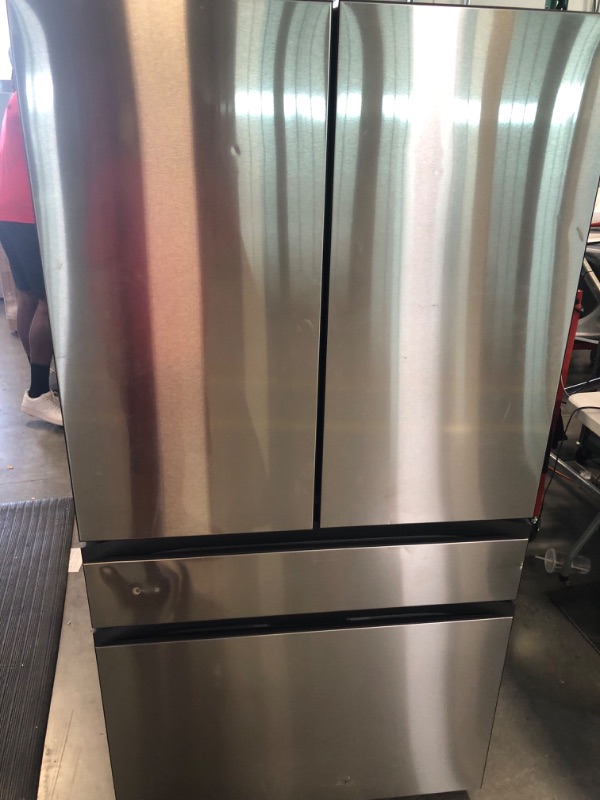 Photo 1 of Samsung Bespoke 28.8-cu ft 4-Door Smart French Door Refrigerator with Dual Ice Maker and Door within Door (Stainless Steel- All Panels) ENERGY STAR